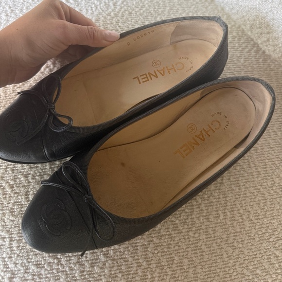 CHANEL Dark Gray Leather Loafers - Picture 2 of 5